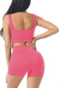 img 2 attached to Get Fit In Style With JNINTH'S Women'S Seamless Workout Sets: Ribbed Leggings With High Waist Sports Bra Set