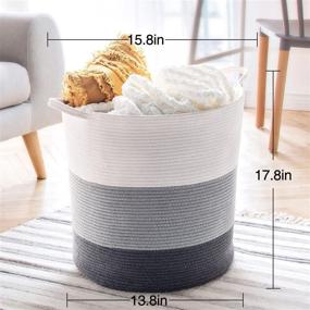 img 2 attached to 🧺 INDRESSME Grey Baby Laundry Basket - Cotton Rope Toy Storage Organizer