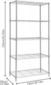img 1 attached to HOMEFORT 5-Tier Wire Shelving Unit, Extra Wide Metal Storage Rack, Free Standing Rack, Durable Organizer Perfect For Pantry Closet Kitchen Laundry Organization In Silver, 29" W X 14" D X 61" H