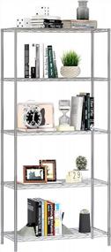 img 4 attached to HOMEFORT 5-Tier Wire Shelving Unit, Extra Wide Metal Storage Rack, Free Standing Rack, Durable Organizer Perfect For Pantry Closet Kitchen Laundry Organization In Silver, 29" W X 14" D X 61" H
