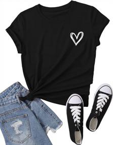 img 4 attached to Women'S Heart Print T-Shirt Summer Funny Short Sleeve Top Teen Girl SweatyRocks