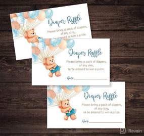 img 2 attached to Large 5X7 inch Boy Baby Shower Invitations - Bundle: Teddy Bear Balloon Theme, Diaper Raffle Tickets, and Baby Shower Book Request Cards with Envelopes, Perfect for Boys Baby Showers