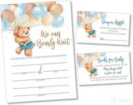 large 5x7 inch boy baby shower invitations - bundle: teddy bear balloon theme, diaper raffle tickets, and baby shower book request cards with envelopes, perfect for boys baby showers logo