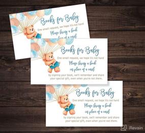 img 1 attached to Large 5X7 inch Boy Baby Shower Invitations - Bundle: Teddy Bear Balloon Theme, Diaper Raffle Tickets, and Baby Shower Book Request Cards with Envelopes, Perfect for Boys Baby Showers