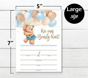 img 3 attached to Large 5X7 inch Boy Baby Shower Invitations - Bundle: Teddy Bear Balloon Theme, Diaper Raffle Tickets, and Baby Shower Book Request Cards with Envelopes, Perfect for Boys Baby Showers