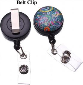 img 1 attached to Pack Of 5 Purida Decorative Name Badge Reels With Belt Clip And Retractable Functionality In Assorted Paisley Patterns - Ideal For Nurses And ID Badges