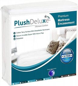 img 4 attached to Protect Your Mattress With PlushDeluxe Premium Waterproof Encasement - 6-Sided Zipper Cover, The Perfect Fit For King Size Bed (9-12 Inches)