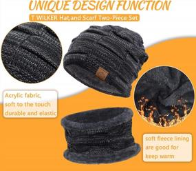 img 2 attached to Stay Cozy This Winter With T Wilker'S 2 Piece Kid'S Knitted Hat And Scarf Set - Fleece Lined For Extra Warmth