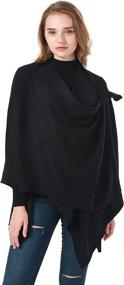 img 4 attached to AOKO Sweater Poncho Blanket Shawls Women's Accessories - Scarves & Wraps