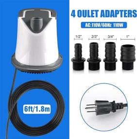 img 3 attached to 🐠 FREESEA Aquarium Submersible Water Pump: 1320GPH 5000L/H 110W Ultra-Quiet Adjustable Bottom Suction with 6ft Power Cord for Garden Waterfalls, Pool Covers, Hydroponics, Fish Tanks, Ponds, Fountains