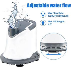 img 1 attached to 🐠 FREESEA Aquarium Submersible Water Pump: 1320GPH 5000L/H 110W Ultra-Quiet Adjustable Bottom Suction with 6ft Power Cord for Garden Waterfalls, Pool Covers, Hydroponics, Fish Tanks, Ponds, Fountains