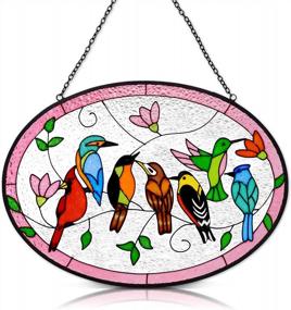 img 4 attached to Hand-Painted Double-Sided Stained Glass Ornament - Cardinal And Hummingbird Suncatcher For Window Hanging - 9.5'' X 6.7'' - Perfect Gift For Bird Lovers, Moms, Grandmas, Wives, Sisters, And Teachers