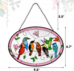 img 2 attached to Hand-Painted Double-Sided Stained Glass Ornament - Cardinal And Hummingbird Suncatcher For Window Hanging - 9.5'' X 6.7'' - Perfect Gift For Bird Lovers, Moms, Grandmas, Wives, Sisters, And Teachers