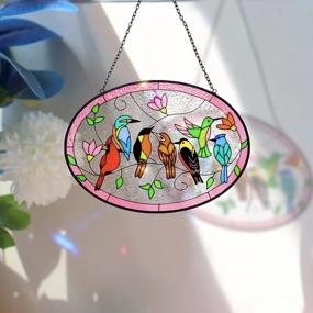 img 3 attached to Hand-Painted Double-Sided Stained Glass Ornament - Cardinal And Hummingbird Suncatcher For Window Hanging - 9.5'' X 6.7'' - Perfect Gift For Bird Lovers, Moms, Grandmas, Wives, Sisters, And Teachers