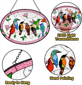 img 1 attached to Hand-Painted Double-Sided Stained Glass Ornament - Cardinal And Hummingbird Suncatcher For Window Hanging - 9.5'' X 6.7'' - Perfect Gift For Bird Lovers, Moms, Grandmas, Wives, Sisters, And Teachers