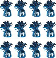 pack of 12 blue metallic wrapped balloon weights by beistle 50804-b, ideal for party decorations logo