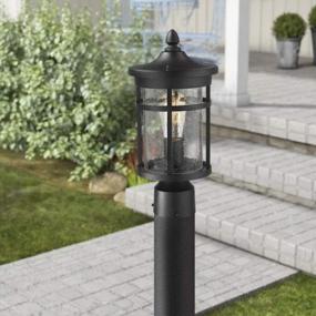 img 1 attached to Enhance Your Outdoor Space With The Emliviar 1-Light Post Lantern In Stylish Black Finish And Crackle Glass