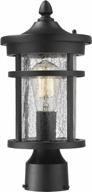 enhance your outdoor space with the emliviar 1-light post lantern in stylish black finish and crackle glass logo