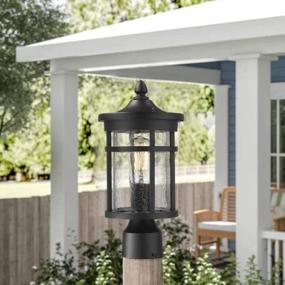 img 2 attached to Enhance Your Outdoor Space With The Emliviar 1-Light Post Lantern In Stylish Black Finish And Crackle Glass