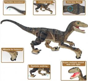 img 1 attached to 2.4Ghz RC Dinosaur Robot Toys With Realistic Sound Effects For Kids - Remote Control Yellow Dinosaur