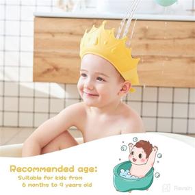 img 3 attached to 👑 FUSACONY Yellow Baby Shower Cap Shield: Cute Crown Visor Hat for Eye and Ear Protection, Enhances Bath Time Fun for Kids 0-9 Years Old