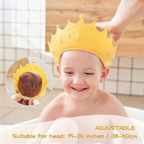 img 2 attached to 👑 FUSACONY Yellow Baby Shower Cap Shield: Cute Crown Visor Hat for Eye and Ear Protection, Enhances Bath Time Fun for Kids 0-9 Years Old