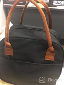 img 6 attached to Стильные и прочные водонепроницаемые сумки для обеда для женщин с передним и задним карманами - цветочный дизайн и теплоизоляция для повседневного использования