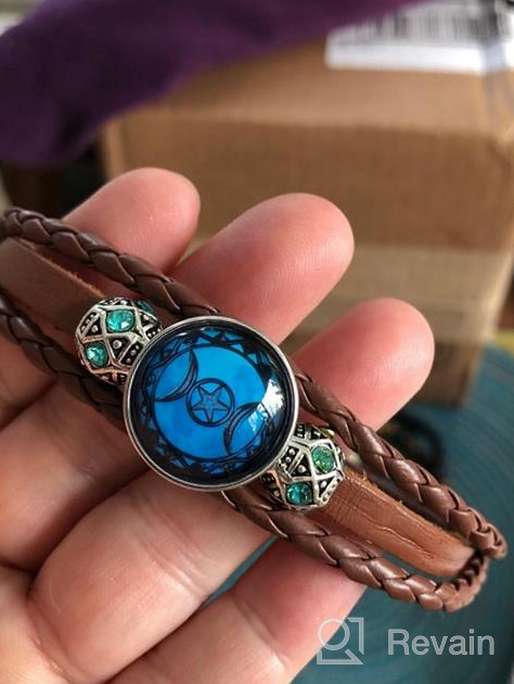 img 1 attached to WUSHIMAOYI Triple Moon Goddess Bracelet: Personalize Your Style with Customizable Braid Leather Jewelry review by Melanie Lewis