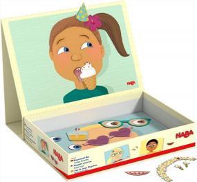 img 2 attached to Магнитная игровая коробка HABA: создавайте забавные лица с помощью 96 предметов в дорожном футляре!