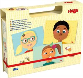 img 4 attached to Магнитная игровая коробка HABA: создавайте забавные лица с помощью 96 предметов в дорожном футляре!