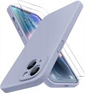 enhanced camera protection iphone 14 plus case by miracase - shockproof liquid silicone case with microfiber lining, includes 2 screen protectors - lavender grey (6.7 inch) logo