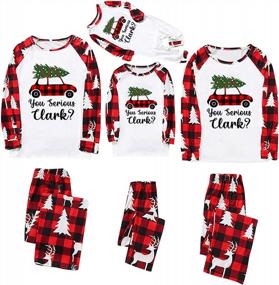 img 4 attached to Funny Christmas Loungewear For The Family - TWGONE Plaid Reindeer Pajamas In Cotton Sleepwear