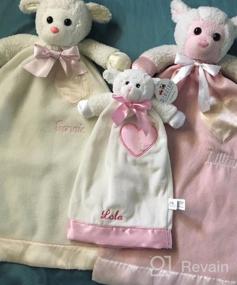 img 2 attached to Personalized Baptism Gift - 15In Lovable Lamb Security Blanket Lovie With Pink Embroidery