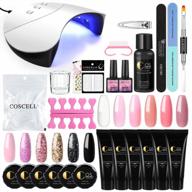 poly nail gel set with 36w nail lamp, 6 colors poly nail gel and 6 colors u v gel for nail extension with top base coat nail art tools starter kit, nail accessories design diy home or salon use logo
