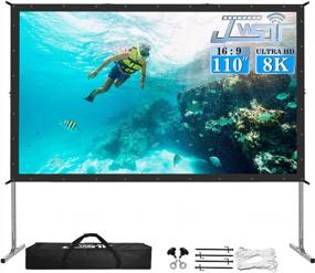 img 4 attached to JWSIT 110 Inch Outdoor Movie Screen - Portable Video Projection Screen With Stand And Carrying Bag For Home Theater Backyard, Upgraded 3 Layers PVC 16:9 Screen For Movie Nights