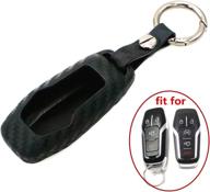 🔑 wfmj black carbon fiber silicone key chain holder cover case for ford fusion mustang f-150 f-450 edge explorer f-550 lincoln mkz mkc 5 buttons remote smart key fob – stylish and protective accessory логотип