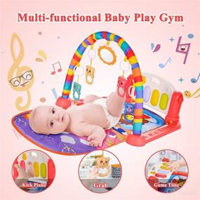 img 3 attached to Baby Play Mat with Kick Piano and Bear Rattle - Activity Center for 0-12 Months, Baby Floor Mat with Music Toys