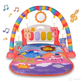 img 4 attached to Baby Play Mat with Kick Piano and Bear Rattle - Activity Center for 0-12 Months, Baby Floor Mat with Music Toys