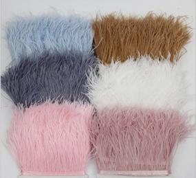 img 2 attached to 2 Yards Natural Dyed Ostrich Feathers Trim Fringe - KOLIGHT Pack Of 4 Inch For DIY Dress Sewing Crafts Costumes Decoration (Black)