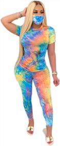 img 4 attached to Women 2Pcs Tracksuit Set Long Sleeve Pants Tie Dye Sports Outfits Summer High Waist Bodycon Yoga Clothes Set
