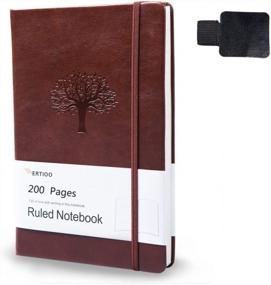 img 4 attached to WERTIOO Hardcover Journal - 200 Pages With Thick 100Gsm Paper, Leather Lined Notebook For Men And Women, A5 Size Writing Journal With Pen Holder, Perfect For Work - 8.4 X 5.7 In
