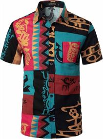 img 3 attached to Men'S Cotton Linen Hawaiian Shirt With Traditional Print And Short Sleeves, Button Down Style, By LucMatton