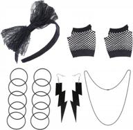 аксессуары к костюму 80-х для женщин: наряд мадонны с ажурными кружевными перчатками, повязкой на голову с бантом, серьгами, ожерельем и браслетом - beelittle логотип