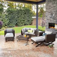 relax in style: patiofestival wicker ottoman with x-leg rattan furniture for outdoor all-weather comfort logo