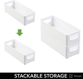 img 1 attached to mDesign Small Plastic Kitchen Storage Bins with Handles - Organizers for Pantry, Cabinet, Refrigerator or Freezer Shelves - Food Storage Containers for Fruit, Yogurt, Snack Pouches - Pack of 6, White