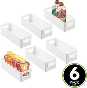 img 3 attached to mDesign Small Plastic Kitchen Storage Bins with Handles - Organizers for Pantry, Cabinet, Refrigerator or Freezer Shelves - Food Storage Containers for Fruit, Yogurt, Snack Pouches - Pack of 6, White