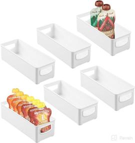 img 4 attached to mDesign Small Plastic Kitchen Storage Bins with Handles - Organizers for Pantry, Cabinet, Refrigerator or Freezer Shelves - Food Storage Containers for Fruit, Yogurt, Snack Pouches - Pack of 6, White