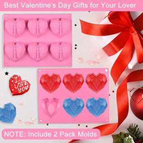 img 3 attached to 2 Pack 6 Cavity Silicone Heart Diamond Shaped Molds For Valentines Day Wedding Engagement Baking Chocolate Cake Mousses Desserts, YICOE 3D Candy Making Mold