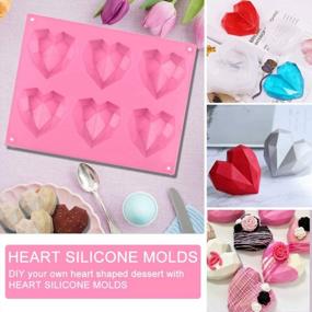 img 1 attached to 2 Pack 6 Cavity Silicone Heart Diamond Shaped Molds For Valentines Day Wedding Engagement Baking Chocolate Cake Mousses Desserts, YICOE 3D Candy Making Mold