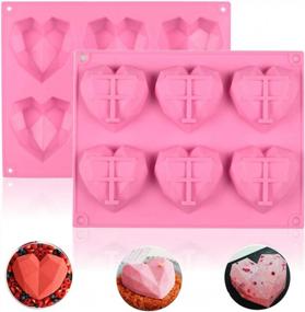 img 4 attached to 2 Pack 6 Cavity Silicone Heart Diamond Shaped Molds For Valentines Day Wedding Engagement Baking Chocolate Cake Mousses Desserts, YICOE 3D Candy Making Mold